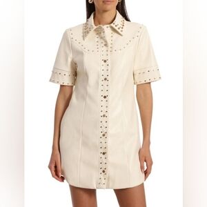 Avec Les FillesWomen's Faux-Leather Studded Shirtdress Sz Xs MSRP $199 NWT